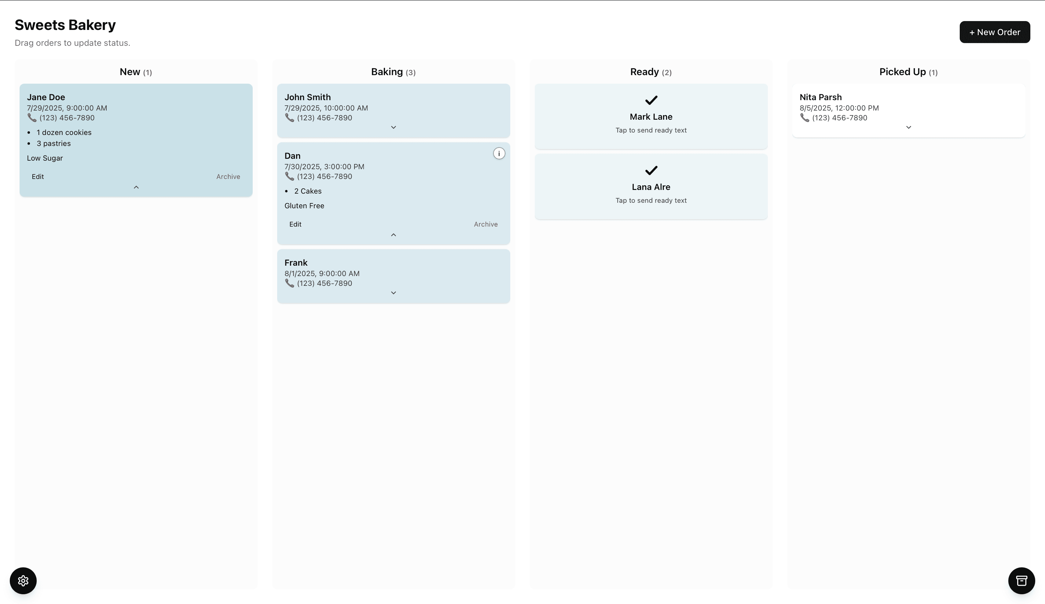 Orderboard screenshot 1