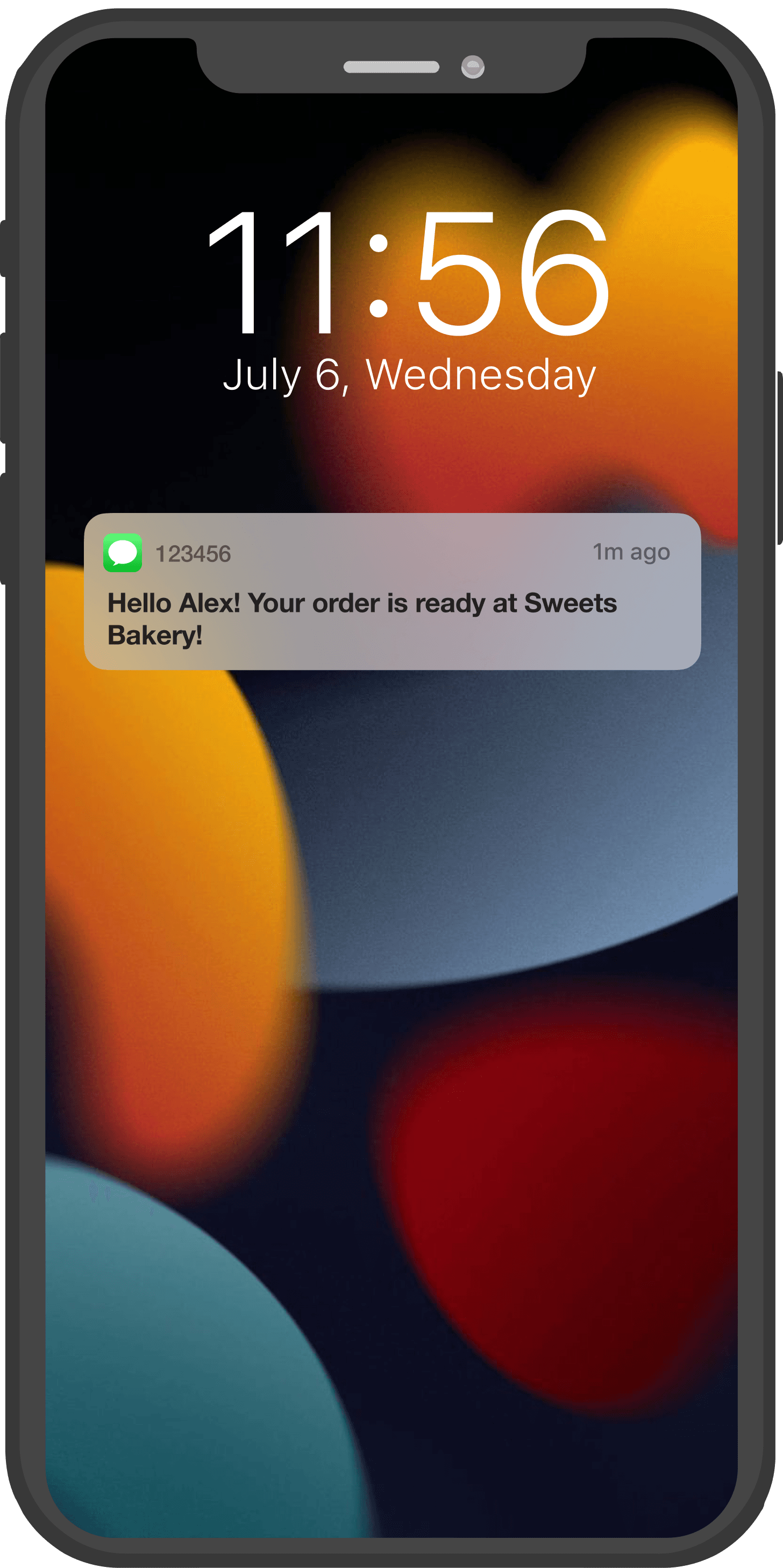 SMS notification example on phone